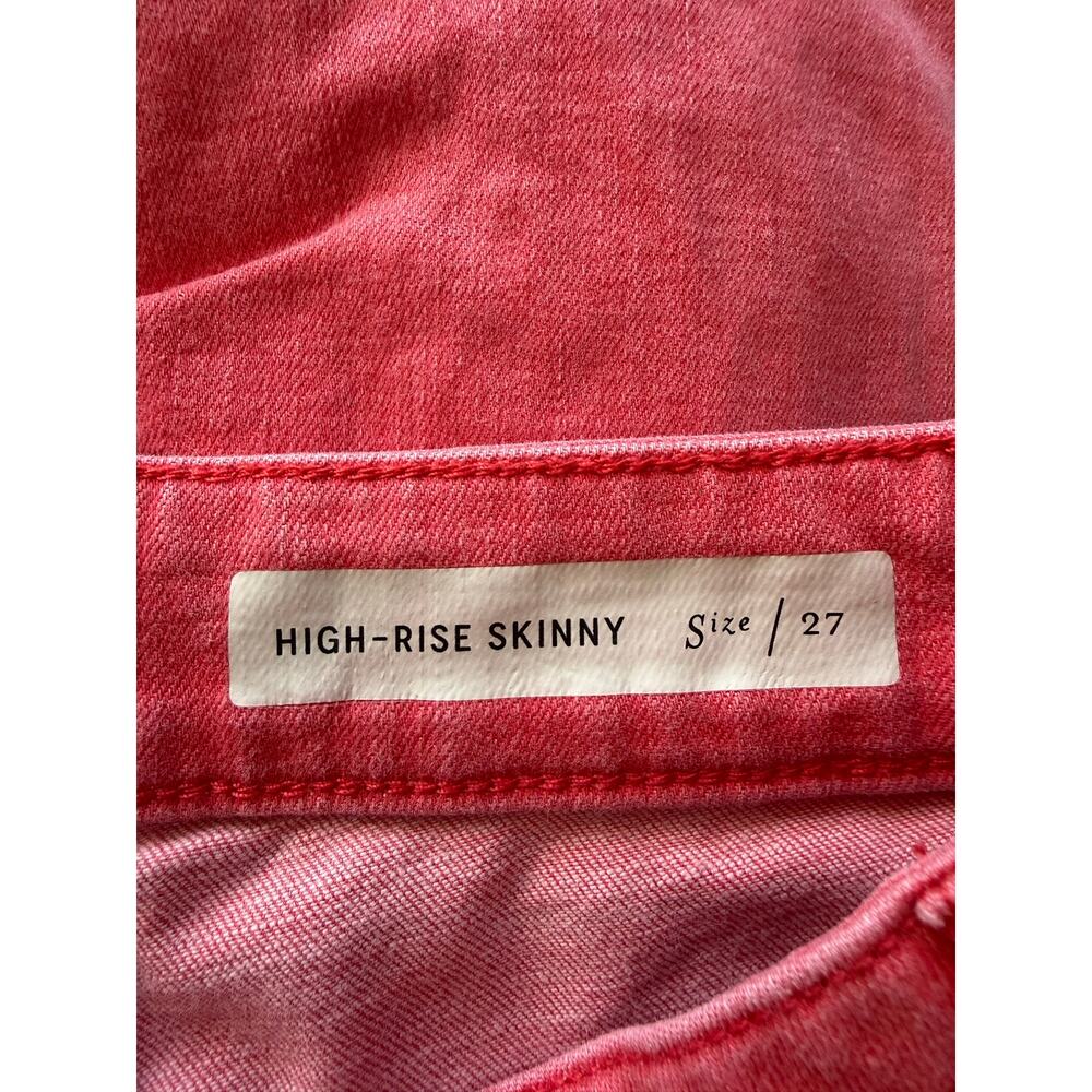 Pilcro & Letterpress x Anthropologie Coral Red High Rise Skinny Jeans Size 27 - Picture 5 of 10
